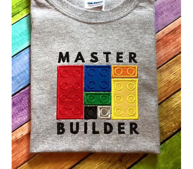 Master Builder Custom Applique Shirt - Building Blocks Shirt - Construction Block Shirt