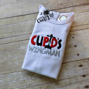 Valentines Day Boys Tshirt, Toddlers, Infants,Heart, Cupids Wingman,Personalized, Embroidered, Appliqued