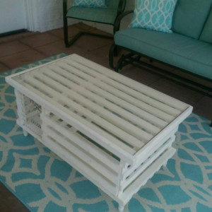 The "America", Ivory White Finish, Wooden Lobster Trap Table