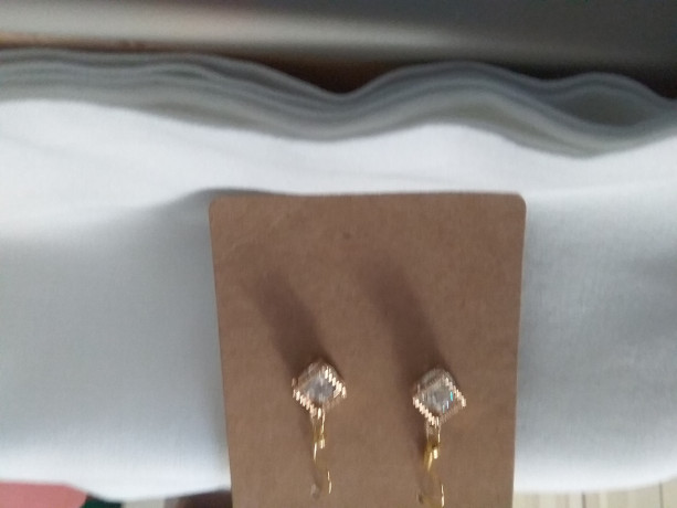 Diamond shape white silver charm earrings 