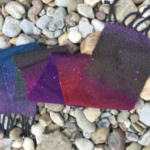 Sequin Handwoven Scarf Purple Blue Green Red