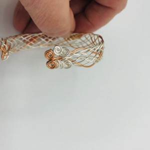 9 Strand Copper and Silver Braided Bracelet 