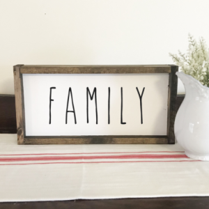 FAMILY WOOD SIGN, DISTRESSED FARMHOUSE STYLE SIGN, FRAMED