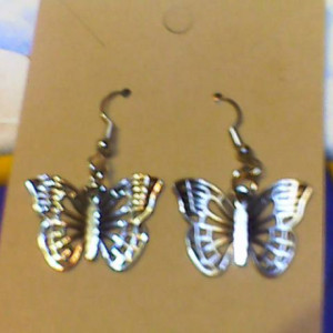 Butterfly earrings silver tone