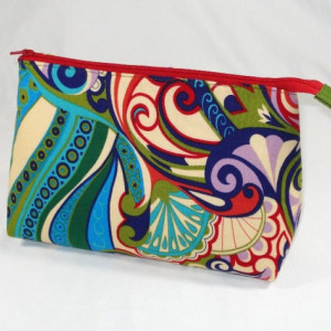 BASHA Cotton fabric By ALEXANDER HENRY Cosmetic Bag, Bridesmaid Gift, Holiday Gift, Toiletry Bag, Pencil Case, Travel Bag