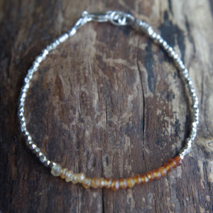 Hill Tribe Silver and Hessonite Garnet ombre bracelet - Tiny bracelet - Delicate bracelet - Minimalist bracelet - Ready to ship - 7 inches