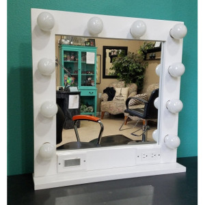 WHITE  24 x 24 Lighted Hollywood style Glamour vanity mirror