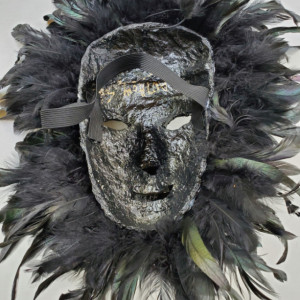Black Raven Feather Mask/Wall Art One of A Kind Nose/Beak Handmade Anthony Saldivar