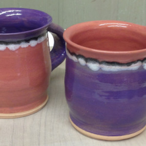 Purple and Red Striped Coffee Mugs