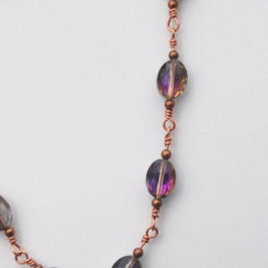 BEADED NECKLACE - Copper wire and Crystals