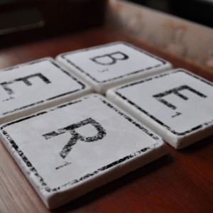 Beer Coasters. Distressed Look. Scrabble Tile. Ideal for Wedding, Anniversary, Birthday, Christmas, Hobby Coasters, Unique Gift. Handmade.