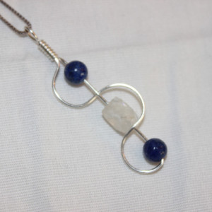 Moonstone Pendant, Lapis Pendant, Moonstone Necklace, Lapis Lazuli Necklace