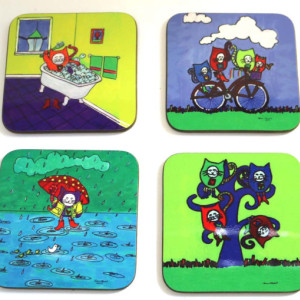 Cat, Wood Coasters, Wooden Coasters, Pet Loss Gift, Drink Coasters, House Warming Gift,