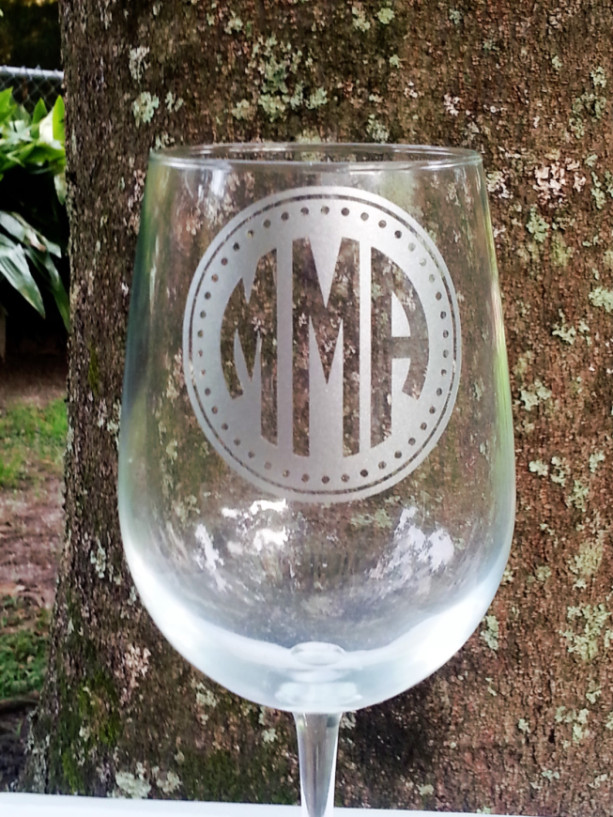 Monogrammed Wine Glass, Etched Glassware, Personalized Beer Glass, Cocktail Glass