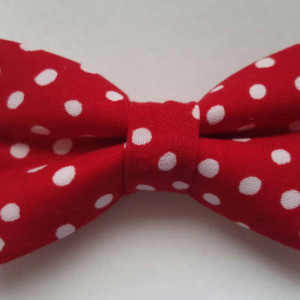 Red white polka dots pet bow tie