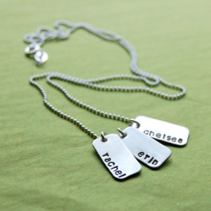 Hand Stamped Mini Dog Tag Silver Name Necklace