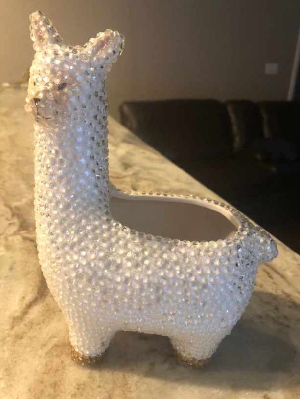 Llama Bling Small Planter/Desk Accessory Pen Holder. Bedazzled Llama. Bling Gifts. Llama Lover. Gifts for Her. Christmas. Sculpture