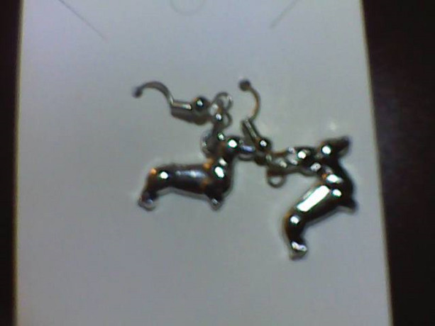 Dachshund, Sausage Dog, Homemade earrings, silver in color.