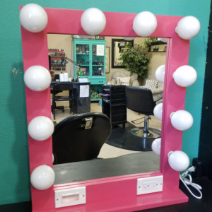 PINK 24 x 28 Lighted Hollywood style Glamour vanity mirror