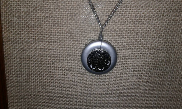 Silver Button Necklace