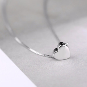 Sterling Silver Heart Necklace - Silver Necklace, Heart Necklace, Minimalist Necklace