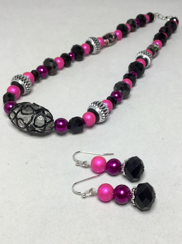 pretty in pink upcycled necklace