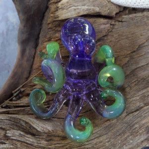 The Purple Slyme Collectible Wearable Boro Glass Octopus Necklace / Sculpture OOAK