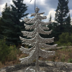 Pine Tree or Christmas Tree pewter ornament figurine, hand cast