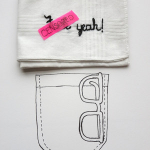 Funny Hanky Fuck Yeah Ironic Gift Handkerchief Embroidered Curse Words Fuck Embroidery by wrenbirdarts 