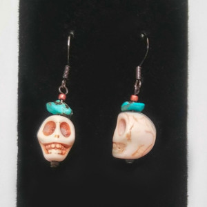 Howlite Skull Earrings