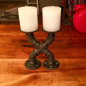 Black Pipe Candle Holder 