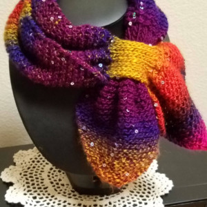 60's Vintage Stylish Ascot Scarf-Women's Fall-Winter Apparel,Retro Women's Hand Knitted Apparel and Accessories, ready to ship!