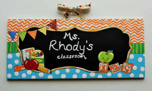 Teacher Sign -- Hand Painted Room Sign