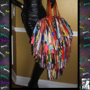 Handmade Fringe Handbag,Upcycled Purse,Custom Made,Large Fringe Purse,Mixed colors