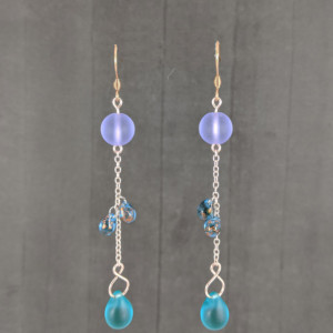 The Delilah | handmade bead drop earrings, frosted sea glass, Czech glass, teardrop beads, Gifts for Her