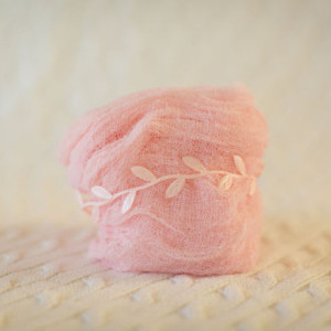  Super Adorable Peach Blush Cheesecloth Wrap & Headband Set 