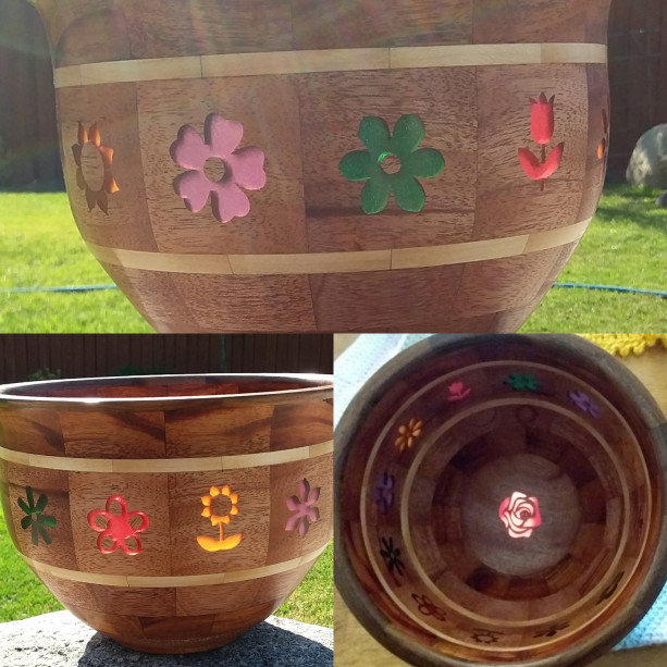 Wooden Segmented Flower Bowl