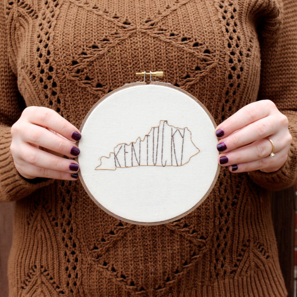Kentucky State Embroidery Hoop Art
