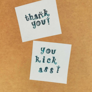 Thank you card, "Thank you, you kick ass!"