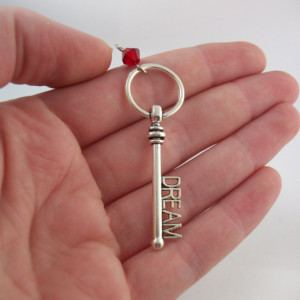 Silver Dream Key Crystal Necklace - Writer Gift - Author Gift