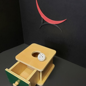 Montessori Imbucare Box with Ball and Drawer - Infants Montessori Object Permanence Box -  (OP101)