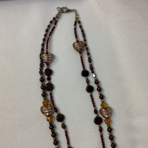 Necklace of brown and tan beads