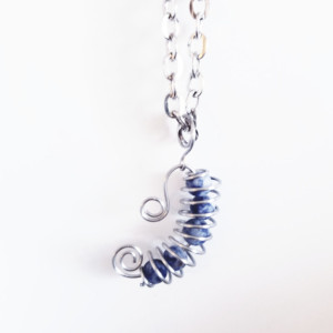 CHRYSALIS - Sodalite Beads Wrapped In Silver Wire Cage Necklace