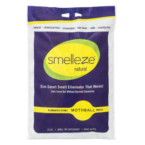 SMELLEZE Natural Moth Ball Smell Deodorizer Granules 25 lb. Bag Sprinkle Generously