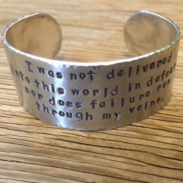 Hand stamped cuff bracelet 1 inch aluminum ONE bracelet custom jewelry inspirational jewelry personalized cuff gift for her