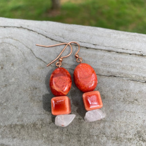 Orange beauties earrings, handmade earrings, edgy earrings, bohemian earrings, sport earrings