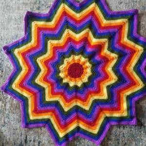 12 point Star ripple Afghan blanket/wall hanging handmade for sale