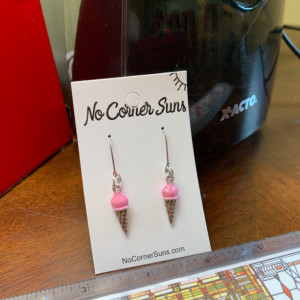 Pink Ice Cream Cone Earrings after Wayne Thiebaud’s Painting - Free Shipping!