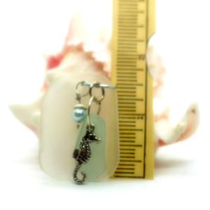 "Sea glass" pendant with seahorse charm