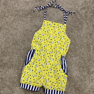 Girls Snoopy Shorts Romper Yellow and Blue Sz 5/6